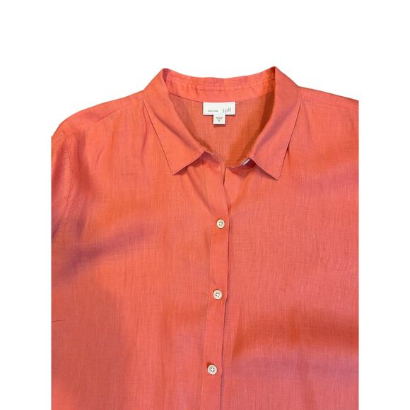 J. JILL Love Linen Peach Melon 100% Linen Long Sleeve Button Up Women's XL - Picture 4 of 8
